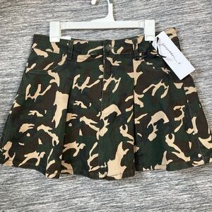Camouflage Aline Pleated Mini Skirt with Short Lining